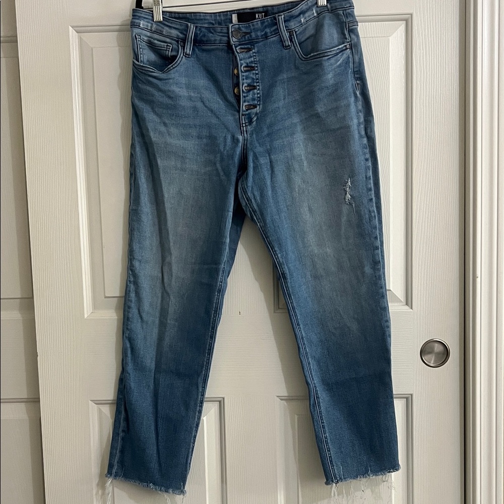 Kut from the Kloth Button-Fly Blue Ankle Jeans
